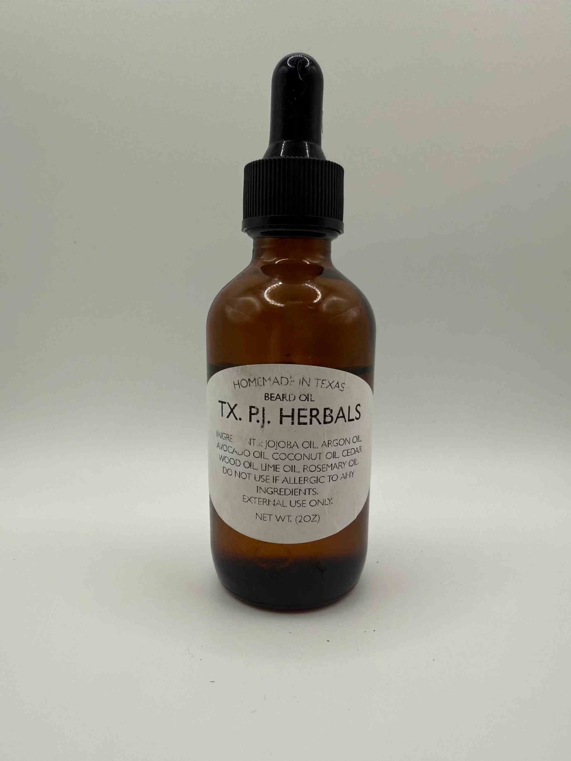 2 oz bottle of all-natural beard oil with dropper, chemical-free and hydrating formula for beard and skin care