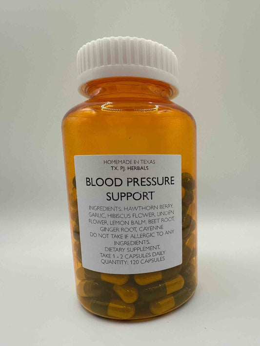 Organic Blood Pressure Supplement bottle with herbal capsules for cardiovascular support