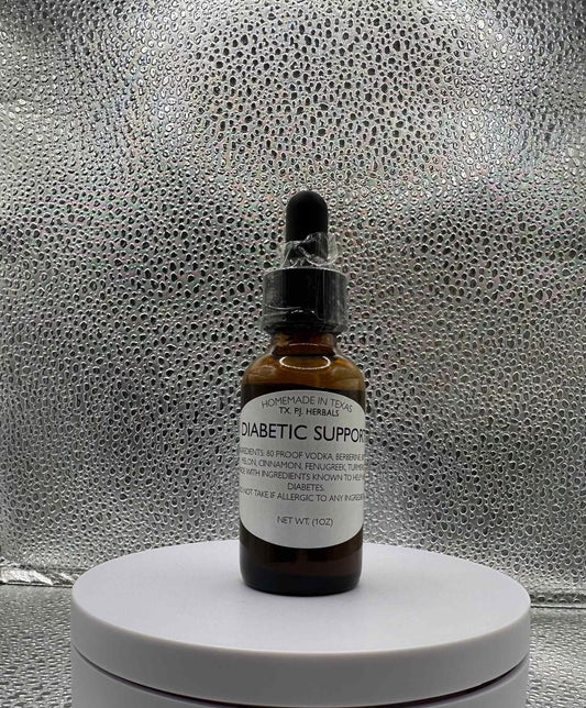 Bottle of All-Natural Diabetic Support Tincture with herbal ingredients