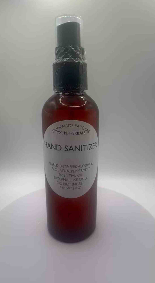 4 oz all-natural hand sanitizer spray bottle with herbal ingredients for gentle and effective germ protection