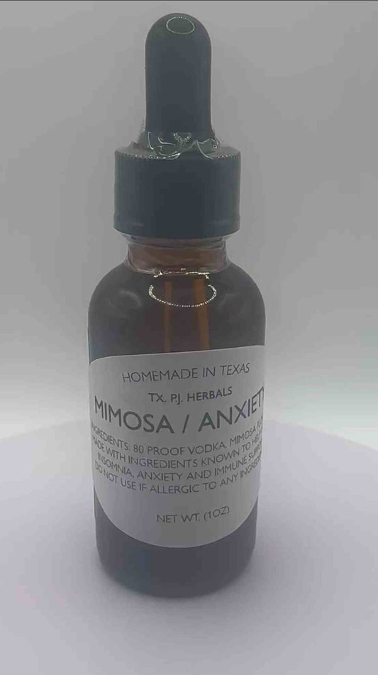 Mimosa Tincture Anxiety relief dropper bottle homemade in Texas natural herbal remedy